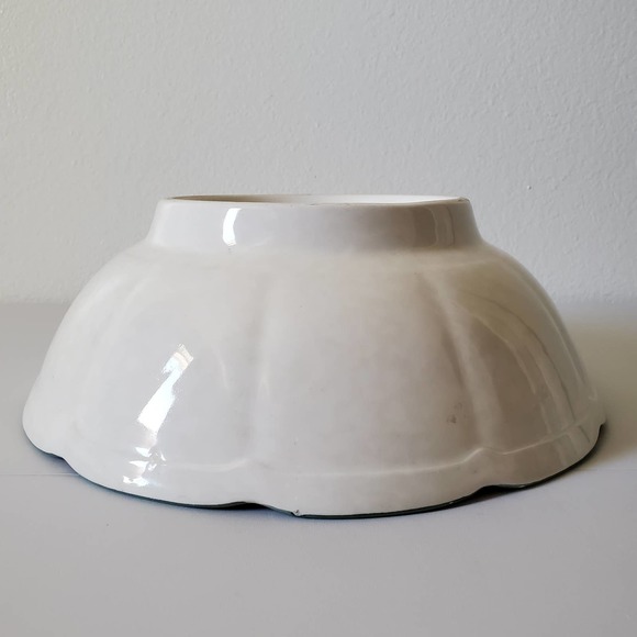 Garantito per Alimenti Vintage Pasta Serving Bowl Green White Hand Painted - Picture 5 of 16